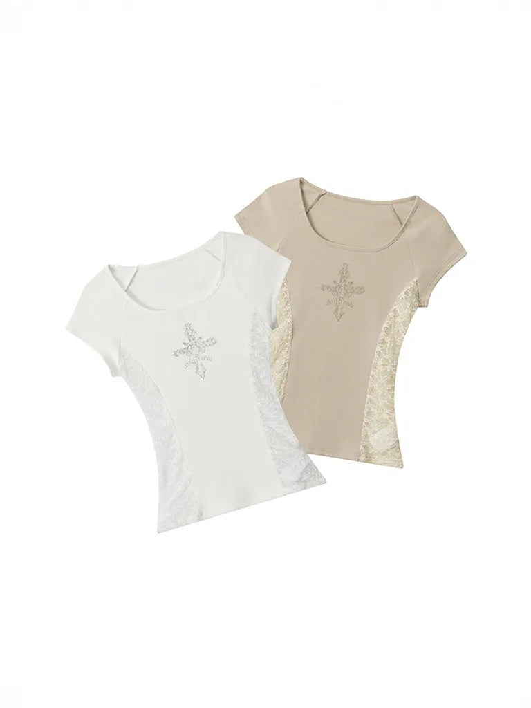 サイドレース・ラインストーンクロスT NOCTONE