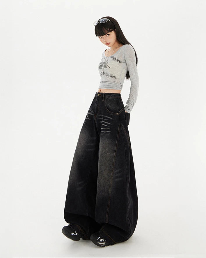 Retro Curve Wide Leg Jeans