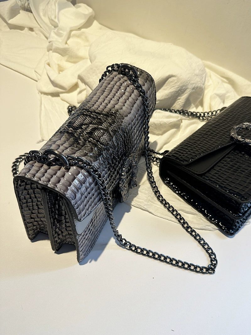 Zuo Zuo's Family 2025 新作レディースバッグファッションチェーンメッセンジャーバッグクロコダイル柄多目的ニッチショルダーバッカスレディースバッグ NOCTONE