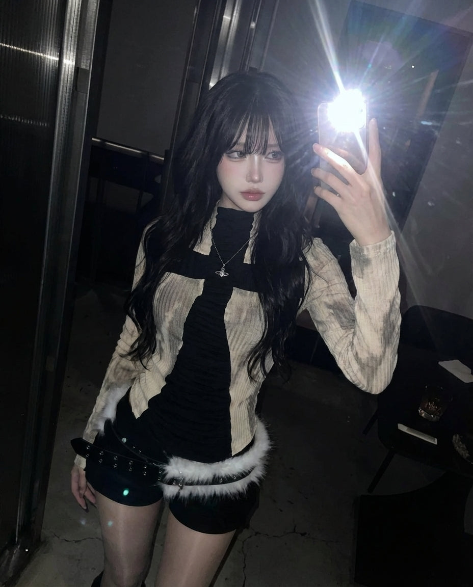 官図の実価のアメリカ式ギャルの長袖のtシャツの女性の秋の十字の修身はやせているパンクを現して色の街頭の風の上着をつづり合わせます。 NOCTONE