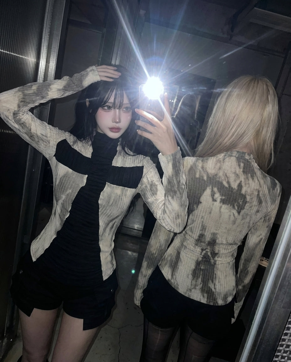 官図の実価のアメリカ式ギャルの長袖のtシャツの女性の秋の十字の修身はやせているパンクを現して色の街頭の風の上着をつづり合わせます。 NOCTONE