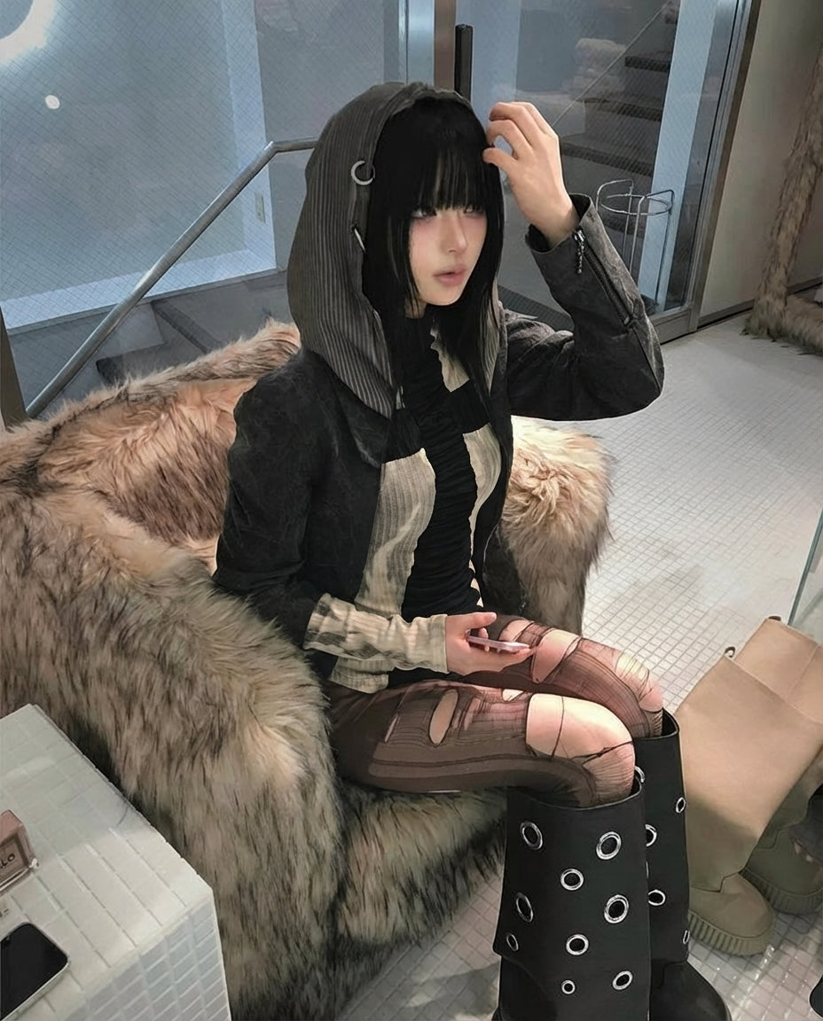 官図の実価のアメリカ式ギャルの長袖のtシャツの女性の秋の十字の修身はやせているパンクを現して色の街頭の風の上着をつづり合わせます。 NOCTONE